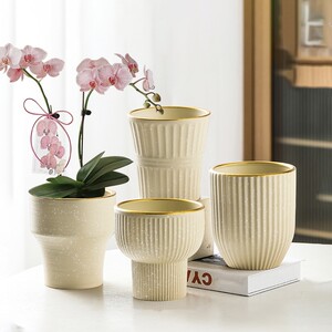 
Nordic flower pot ceramic simple large diameter personalized creative household Phalaenopsis spider plant green plant succulent flower pot clearance