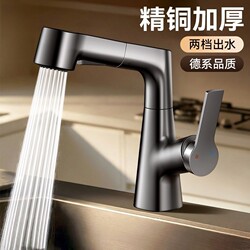 High-Quality Copper Kitchen Pull-Out Faucet, Retractable, Dual-Use for Hot and Cold Water, with Universal Rotation, Specifically for Household Use in Sinks and Washbasins