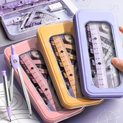 Compass and Ruler Set for Elementary School Students, Triangle Ruler for Middle School Students, Stationery Supplies for Sixth Grade Students, Straight Ruler and Triangle Ruler