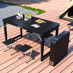 Adjustable Folding Table Camping Dining Table and Chairs Foldable Portable Aluminum Alloy Outdoor Small Rectangular Table for Stall Setup