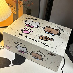 Cute Ink-Splashed Cat Cartoon Magnetic Gift Box Packaging Storage Box Birthday Gift Empty Box for Girlfriend