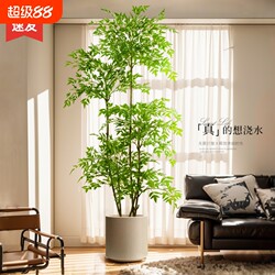 Artificial Nandina Bamboo Green Plant, Large Indoor Floor-Standing High-End Luxury Potted Plant, High-Grade Decorative Item, Realistic Fake Tree Ornament