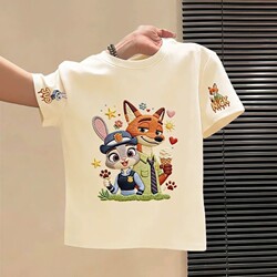 Zootopia Kidsren's Clothing Summer Short-Sleeved T-Shirt 2026 New Style Boys and Girls Tops T-Shirt Rabbit Police Officer
