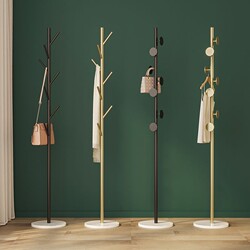 Rock Board Coat Rack, Floor-Standing Clothes Rack, Bedroom Household Single-Rod Vertical Clothes Drying Rack, Simple Modern Bag Hanging Rack