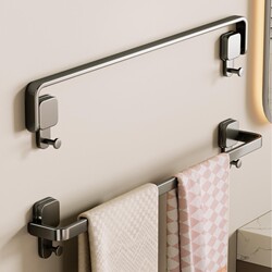 Suction Cup Towel Rack, Foldable Bathroom Towel Bar, No-Drill Multifunctional Bath Towel Holder