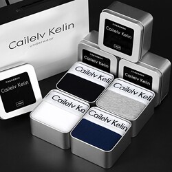 Trendy Summer Men's Underwear, Pure Cotton, Breathable, Large Size, Men's Boxer Briefs, Thin Style, Sports Gift Box