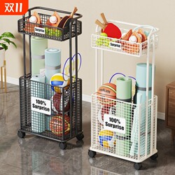 Large capacity yoga mat storage basket with wheels and removable
