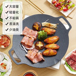 Korean-Style Barbecue Grill Pan for Home Use, Outdoor Camping, Portable Stove, Teppanyaki, Commercial Use, Non-Stick Round Griddle with Maifan Stone