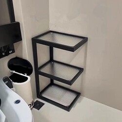 High-End Bathroom Sink Storage Rack, Toilet Bathroom Gap Storage Shelf, Countertop Glass Three-Layer Shelf