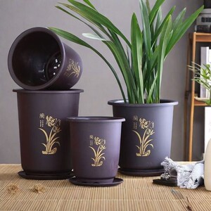 
New thickened resin orchid pot imitation purple clay Chinese large-sized Clivia imitation ceramic plastic flower pot high-legged square