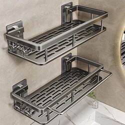 Bathroom Storage Rack, Bathroom Shelf, No-Drill Toilet Washroom Toiletries Wall-Mounted Storage Rack, Corner