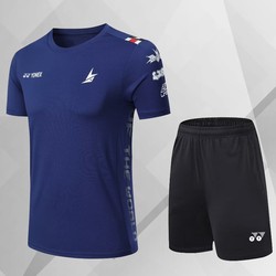 Quick-drying and breathable children's new yy badminton suit for men and women sports short-sleeved suit team uniform tennis suit black shorts