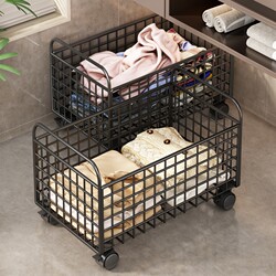 Dirty Clothes Basket under Bathroom Cabinet, Large Capacity Household Storage Basket, Movable Small Cart, Bathroom Laundry Basket