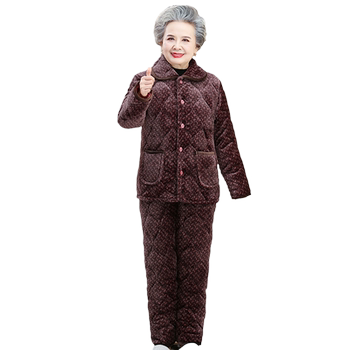 Elderly pajamas set grandma plus velvet thickened cotton jacket
