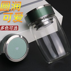 Short and Chunky Single-Layer Glass Cup, Thickened Goose Egg-Shaped Glass Tea Cup with Filter, High-Temperature Resistant High Borosilicate Large Capacity Water Cup