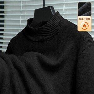 
2025 men's half-collar sweater thickened autumn and winter sweater new bottoming pullover plus velvet warm sweater sweater