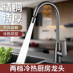 Kitchen Faucet Two-In-One Hot and Cold Water Sink Dedicated Pull-Out Universal Anti-Splash Double-Hole Rotating Balcony Booster