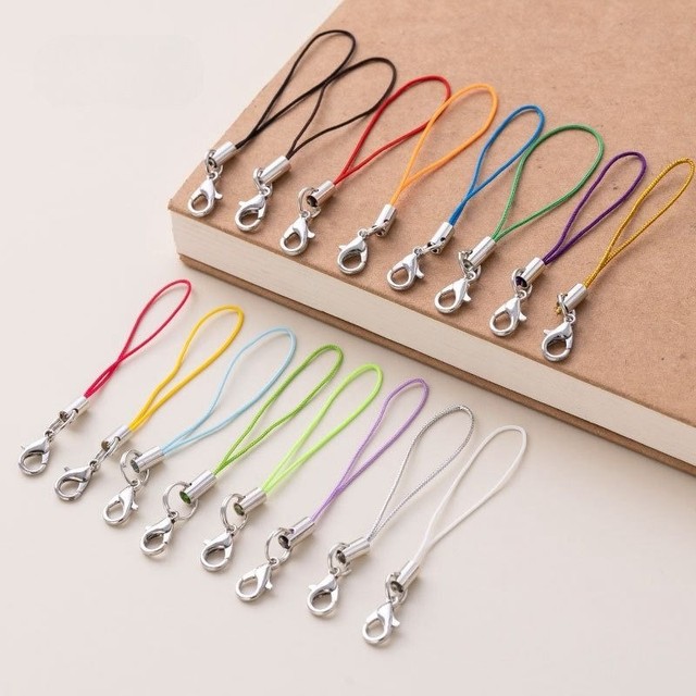 DIY short jewelry accessories small lanyard metal ring mobile phone chain lobster clasp pendant key u disk color lanyard buckle