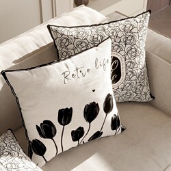 Nordic Sofa Throw Pillow with Insert, Living Room Pillowcase, Ins-Style Modern Minimalist Decoration, Black and White, High-End Feel, Modern Light Luxury