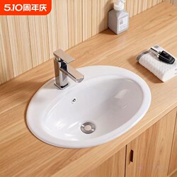 Semi-Embedded Ceramic Single-Hole Three-Hole Vintage Washbasin Countertop Basin Bathroom Sink
