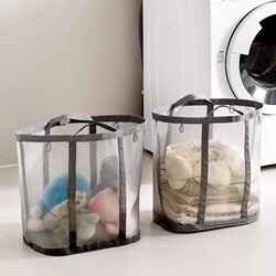 Breathable Mesh Laundry Basket, Foldable and Wall-Mounted, Suitable for Home Use, Bathroom Clothes Storage, Laundry Bag