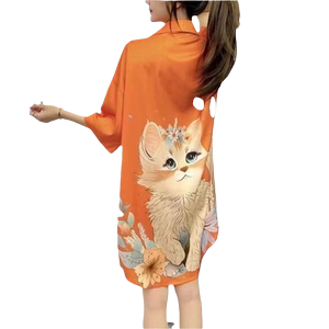 Ice silk nightgown for women in summer 2024 new internet celebrity style high-end sexy loose large-size shirt pajamas can be worn outside
