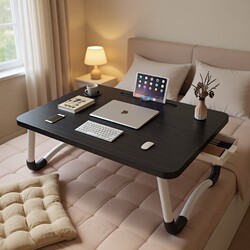 Foldable Bed Desk for Studying, Laptop Stand, Lazy Bedroom Bay Window Table, Small Desk for College Dorms, Student Writing Desk, Children's Reading Desk, Lap Desk