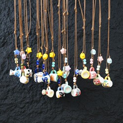 Jingdezhen Ceramic Necklace Supply Gift Pendant Sweater Chain Cute Student Girl Jingdezhen Animal Jewelry Cartoon