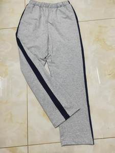 Customized elementary and middle school students' school uniform pants pure cotton sports casual trousers light gray hidden blue wide bar student school pants