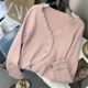 Sweater cardigan 2023 spring and summer new single-breasted solid color V-neck warm long-sleeved women J#22