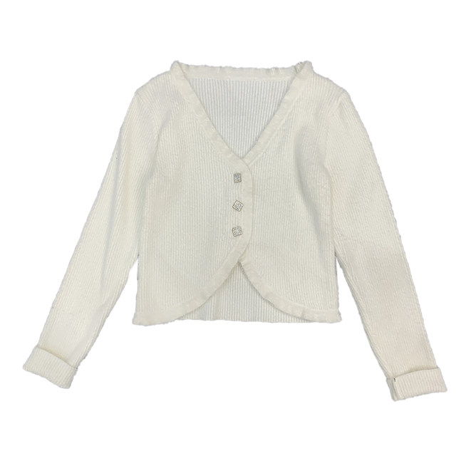 Sweater cardigan 2023 spring and summer new single-breasted solid color V-neck warm long-sleeved women J#22