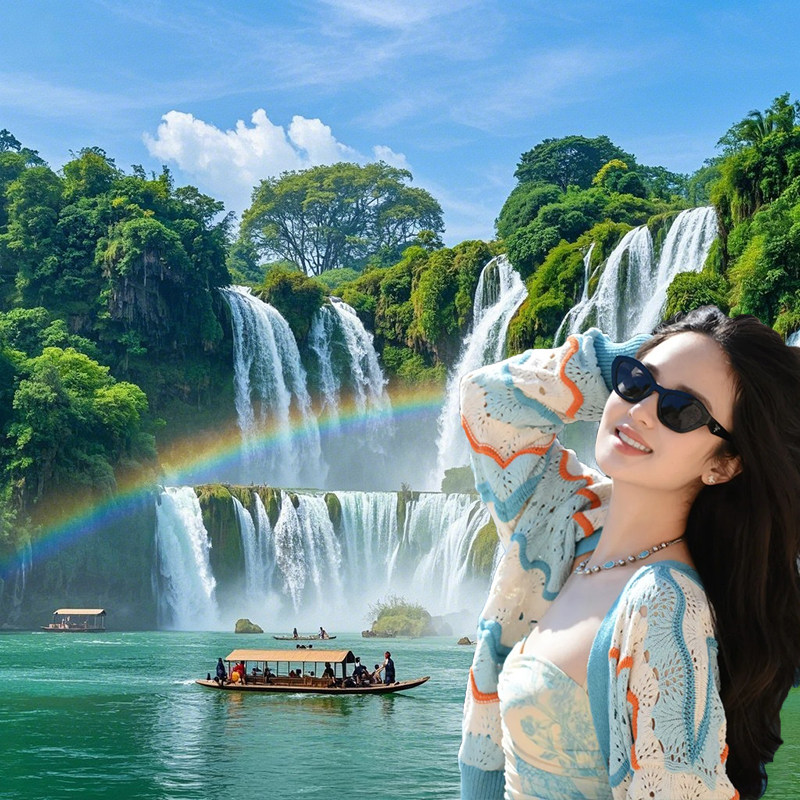 包含机票丨广西南宁崇左旅游4天3晚德天跨国瀑布通灵峡谷明仕田园