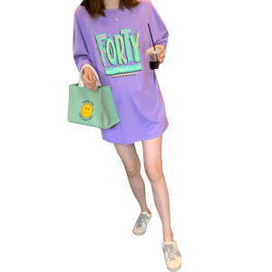 
Maternity summer short-sleeved T-shirt pure cotton loose mid-length fashion top dress maternity wear trendy 2026 summer style
