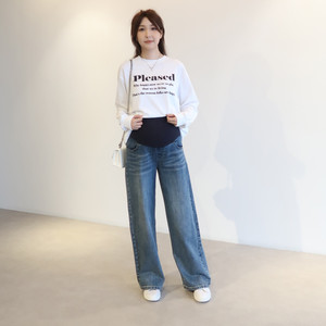 Maternity pants jeans spring and autumn styles wear large size wide-leg pants straight-leg pants 2025 new maternity clothing spring suit
