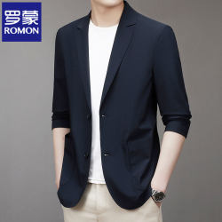 Romon Ice Silk Suit for Men, New Summer Casual Wrinkle-Free Blazer, Fashionable Lightweight Single Suit, Light Luxury Top
