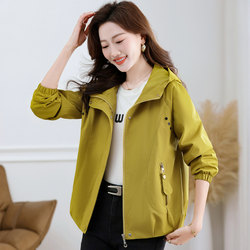 Casual Hooded Jacket for Women 2026 New Spring and Autumn Thin Loose Fit Covers Belly, Slimming, Fashionable and Age-Reducing Jacket Top