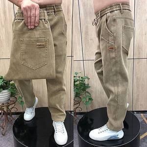 
New autumn and winter fashion daddy men's jeans high-waisted trendy versatile stretch harem pants casual straight trousers