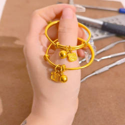 Copper gold-plated baby bracelet bell baby full moon 100 days child first birthday souvenir gift photography