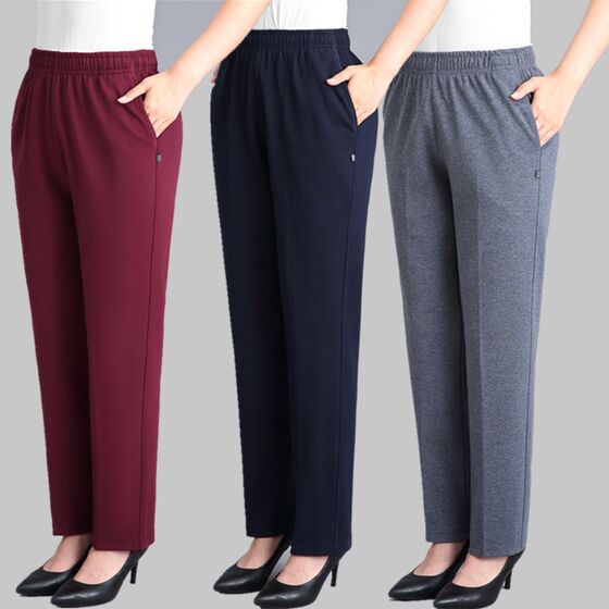 
Sport pants for middle-aged mother loose casual versatile trousers for spring and autumn elastic waist middle-aged and elderly high waist straight pants