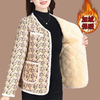 Middle-aged women's warm flower cotton jacket cotton top
