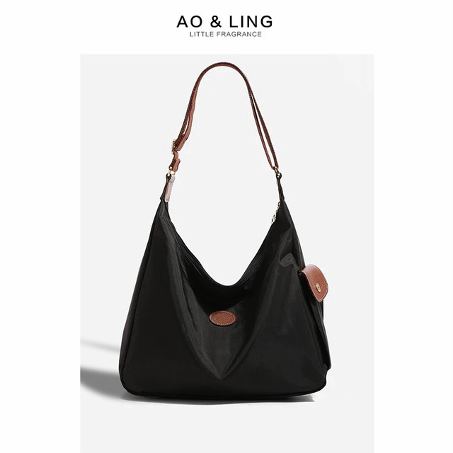 
2025 new style hobo large capacity cowhide nylon bag women's crossbody bag shoulder bag mother and baby bag commuter bag
