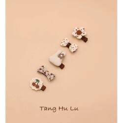 Cartoon Coffee-Colored Hair Clips, Fully Covered with Fabric, Non-Damaging to Hair, Baby Hair Accessories, Infant Hair Clips, Children's Small Clips, Girls' Hair Accessories