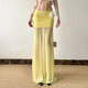 HEYOUNGIRL Seaside atmosphere mesh slit yellow skirt vacation style versatile sexy hip-covered long skirt