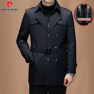 
Pierre Cardin autumn and winter men's business casual thickened mid-length windbreaker for young and middle-aged people with removable liner jacket