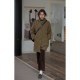 Solighter French full wool herringbone hooded mid-length coat for women's new winter woolen jacket