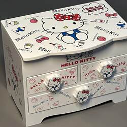 Birthday Gift Hellokitty Storage Box with Mirror Kt Cat Fun Girl's Bedroom Jewelry Box Desk Storage