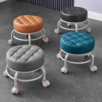 Universal wheel small stool household small stool children mobile stool with pulley low stool living room backrest small chair
