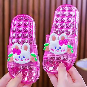 
Parent-child children's crystal girl sandals not smelly feet non-slip cute soft sole indoor and outdoor transparent beach slippers