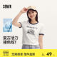 Semir Popeye's joint short-sleeved T-shirt for women's short contrasting color cool summer slim printed top retro style
