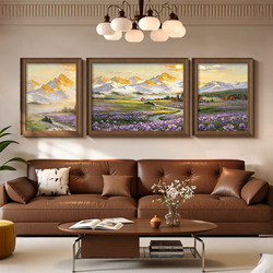 2026 New Model American-Style Living Room Sofa Background Wall Decorative Painting, Vintage Art Wall Art with a High-End Landscape Design